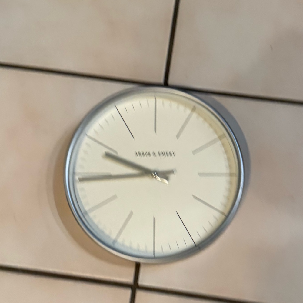Arbor Silver and White Minimalist Wall Clock